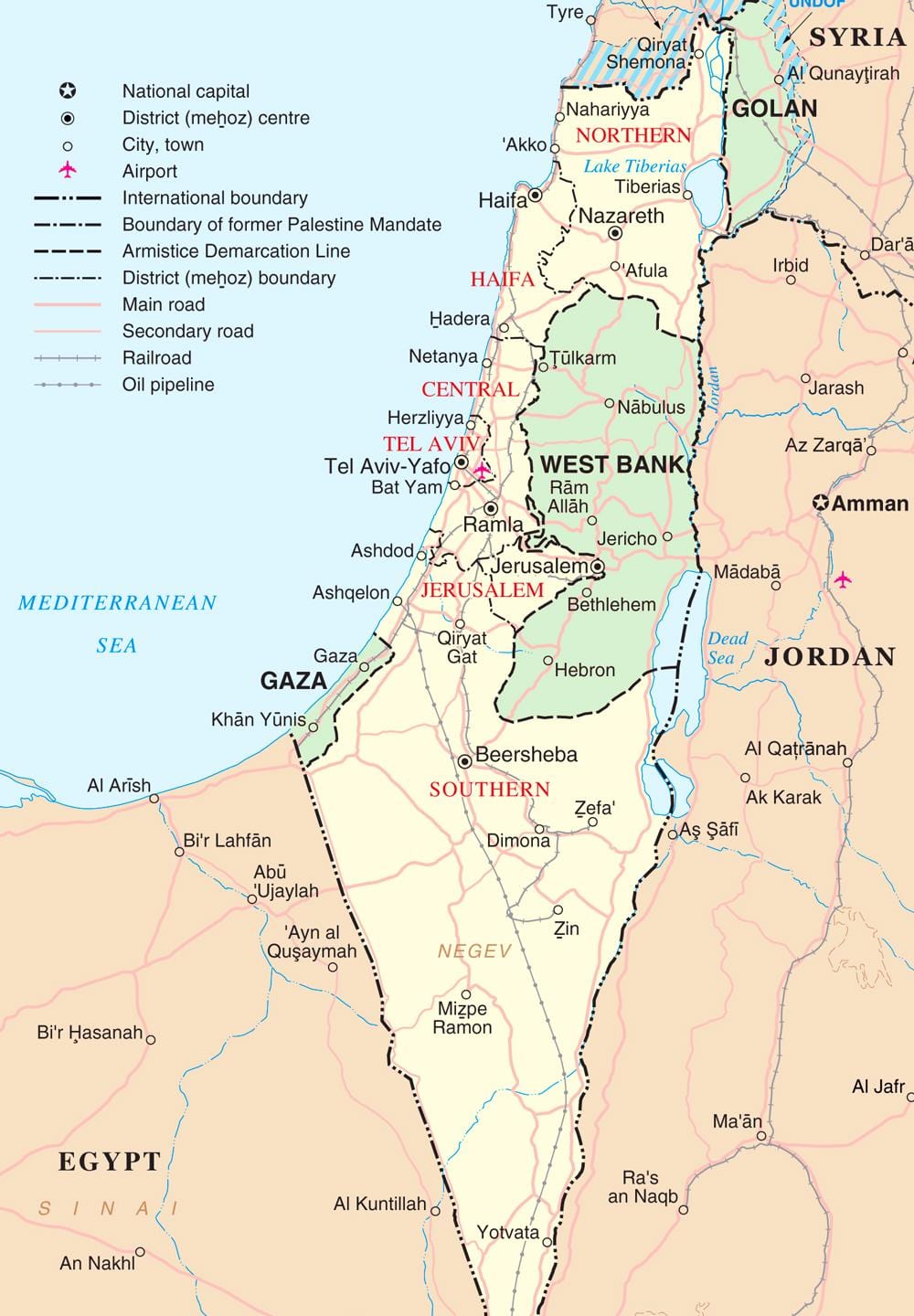 mapa izraele turistické
