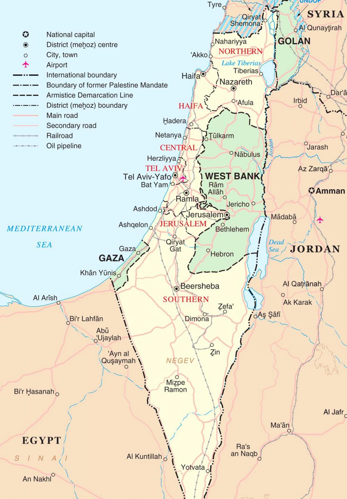 mapa izraele turistické