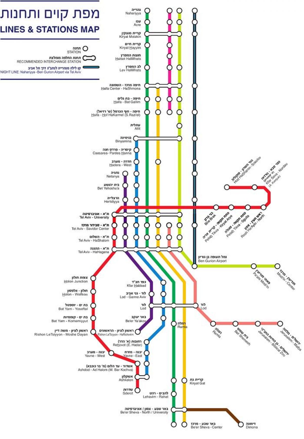 mapa izraele vlak