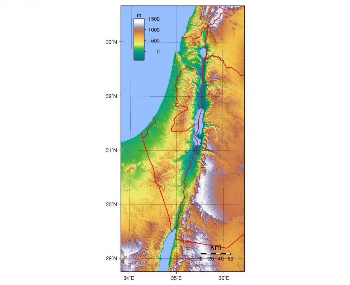 mapa izraele nadmořská výška