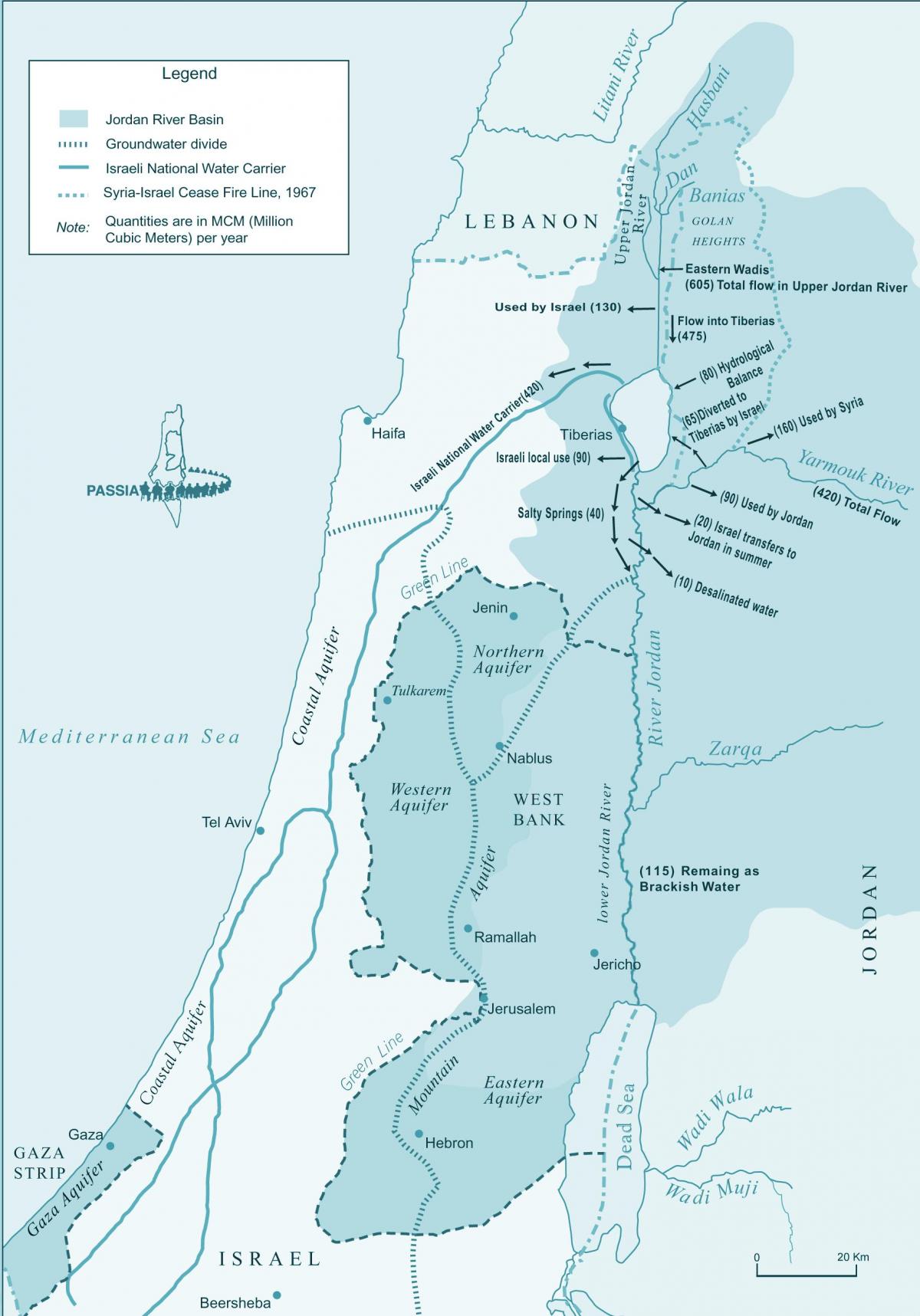 mapa izraele řeky